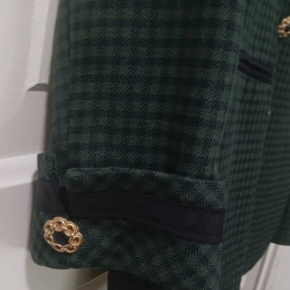 Casual Corner Womans Blazer Checkered Blue & Green Suit Jacket Size 10/12 - Picture 6 of 7